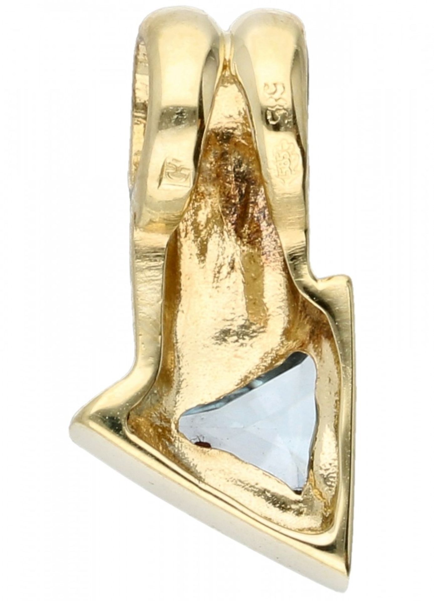 Yellow gold pendant set with blue topaz - 14 ct. - Image 2 of 2