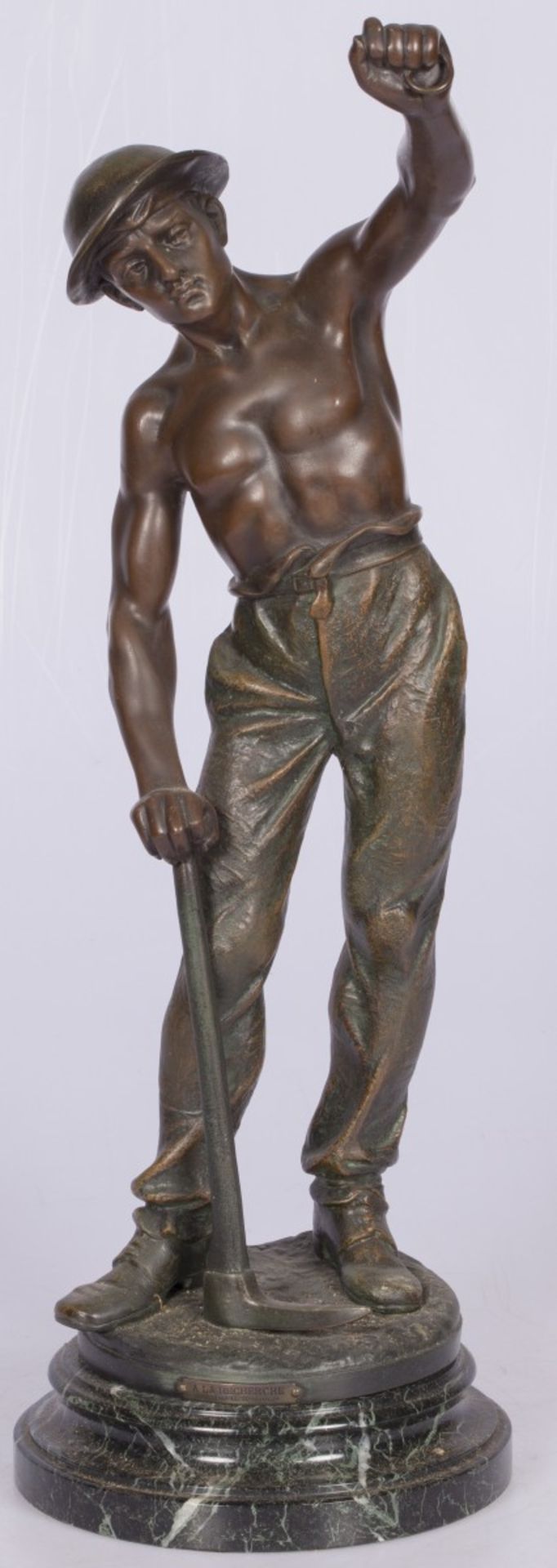 A ZAMAC sculpture of a mine worker, France, 1st half 20th century.