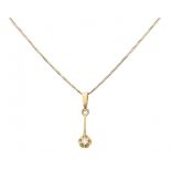 Yellow gold necklace with solitaire pendant set with approx. 0.04 ct. diamond - 14 ct.