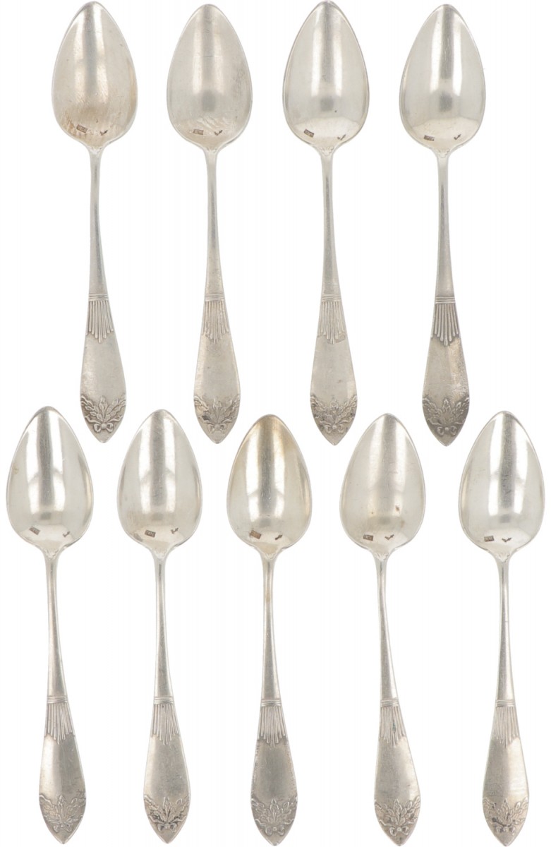 (9) piece lot of silver coffee spoons.