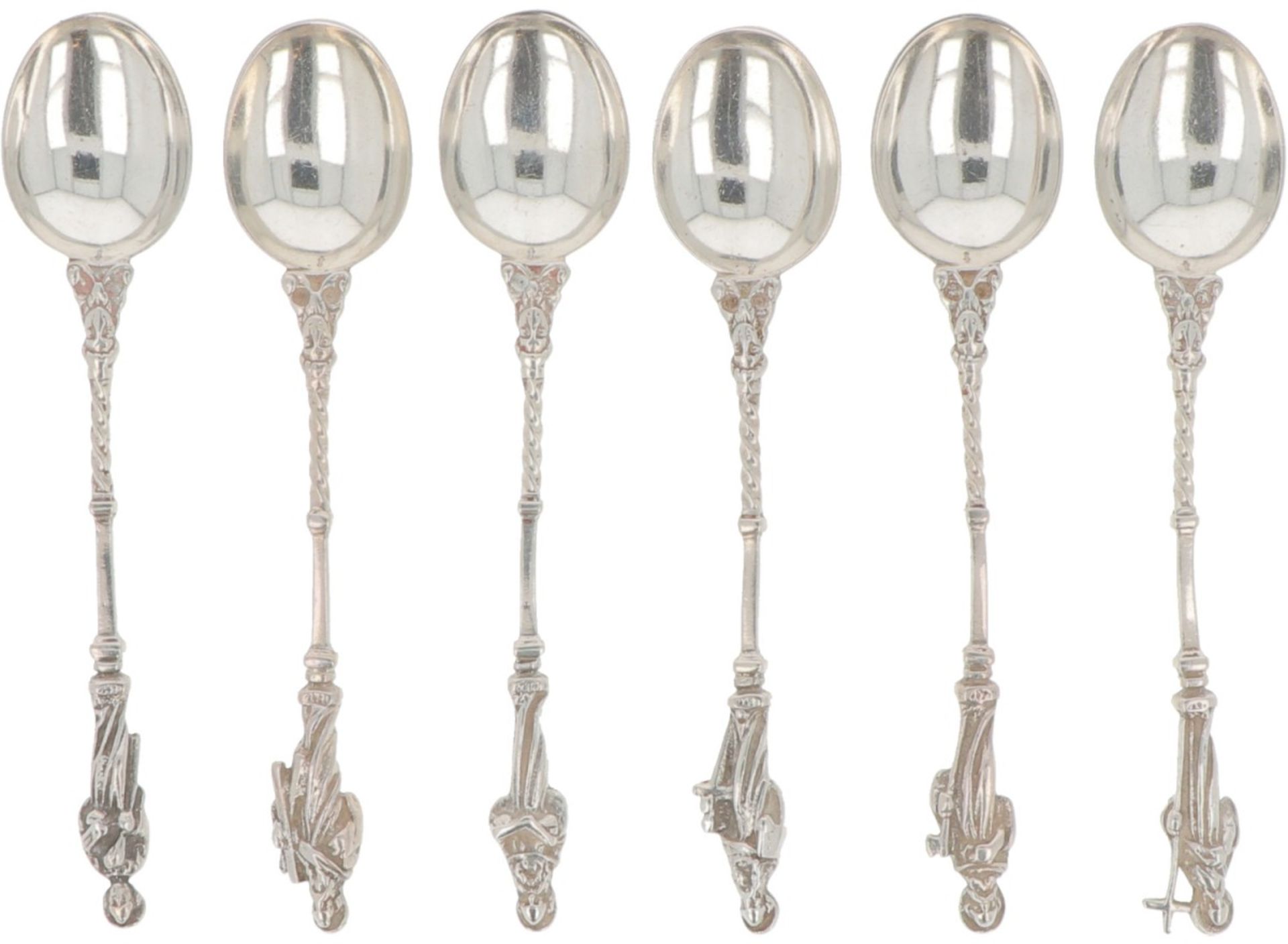 (6) piece lot apostle spoons silver.