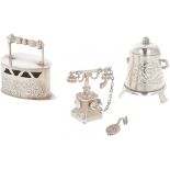 (3) piece lot miniatures silver / silver plated.