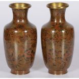 A set of (2) cloisonné baluster vases, China, 20th century.