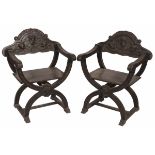 A set of (2) nutwood Dagobert chairs/ curilian seats, early 20th century.