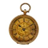 Pocket watch gold, cylinder escapement - Unisex pocket watch - Manual winding - Ca. 1875.