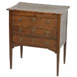 An oakwood 3-drawer side table, Holland, ca. 1910.