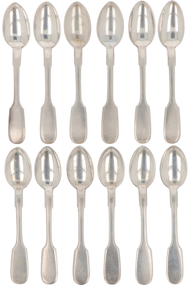 (12) piece set of silver coffee spoons.