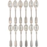 (12) piece set of silver coffee spoons.