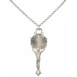 Silver necklace with pendant of Atlas carrying a sundial - 835/1000.