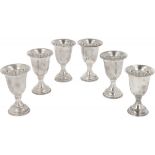 (6) piece set of drinking cups silver.