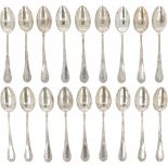 (18) piece set of silver coffee spoons.
