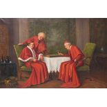 Dutch School, 20th. C. Cardinals playing tric-trac.