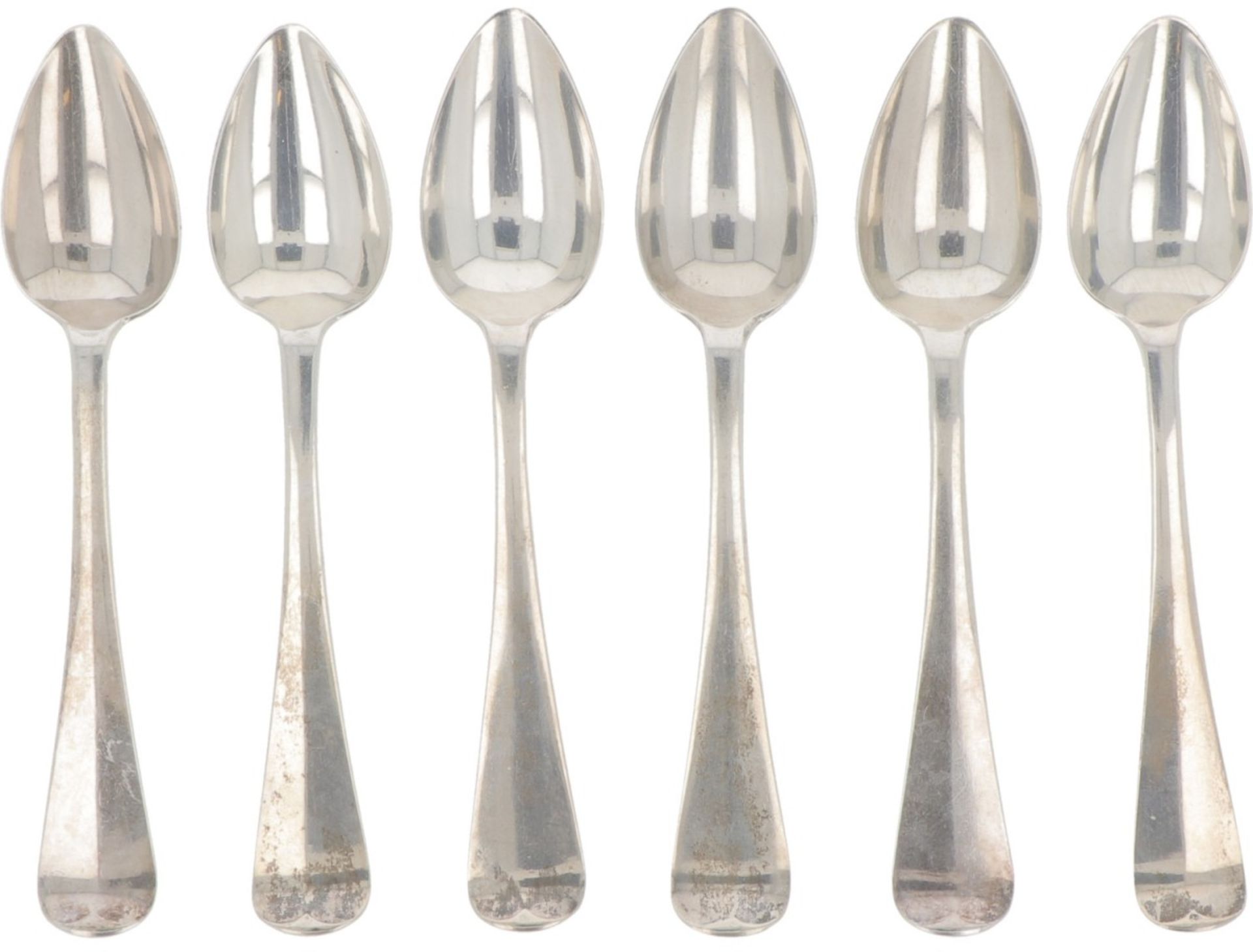 (6) piece set coffee spoons "Haags Lofje" silver.