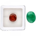 Lot of GLI Certified Natural Hessonite Garnet Gemstone 4.90 ct and GLI Certified Natural Emerald Gem