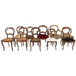 A lot comprised of (9) various Willem III / Victorian style dining chairs, Dutch, 19th century and l
