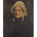 Dutch School, ca. 1900. Portrat of an elderly woman with a lace bonnet.