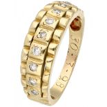 Yellow gold bandring set with approx. 0.09 ct. diamond - 14 ct.