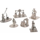 (6) piece lot miniatures silver.