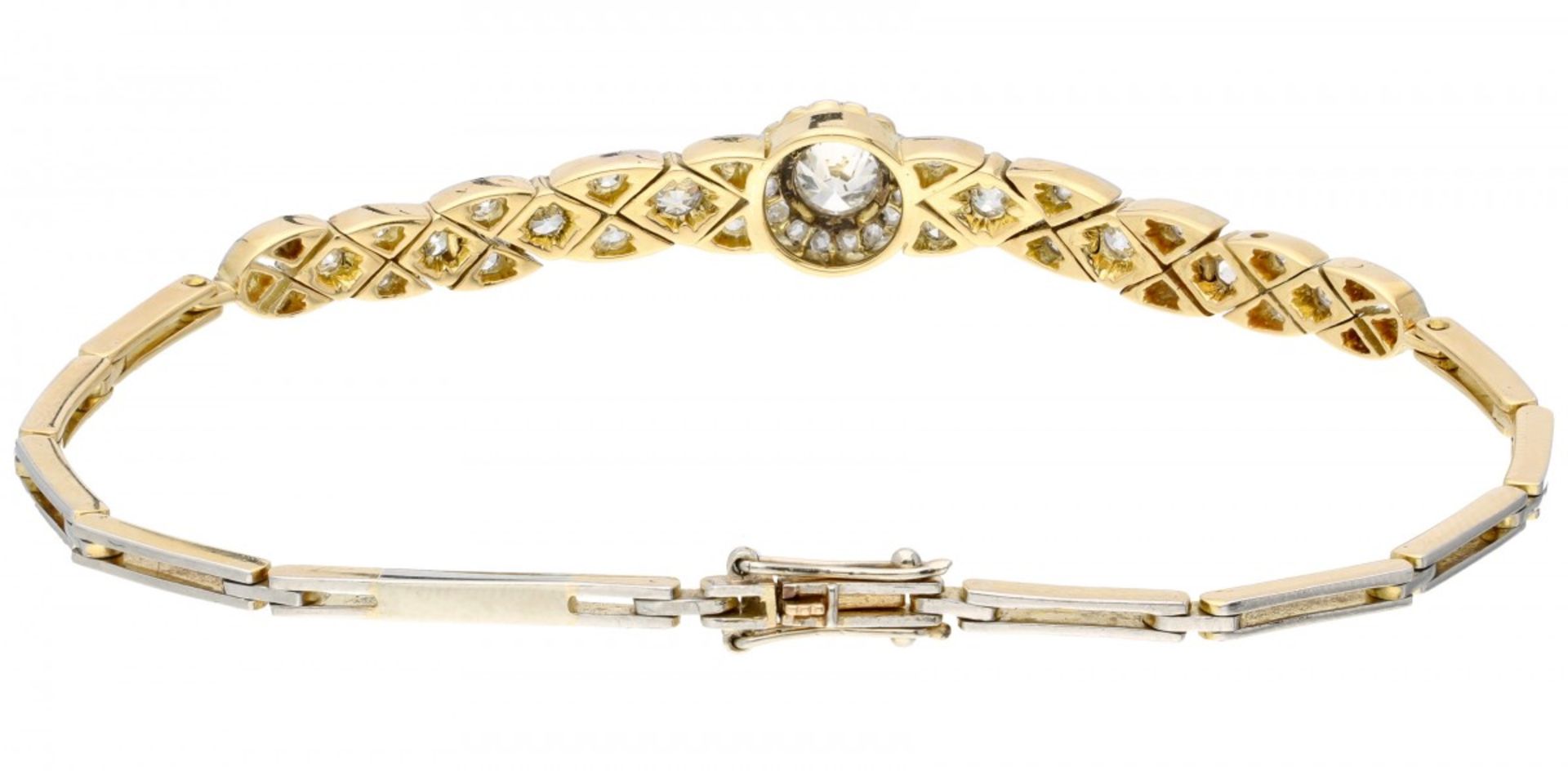 Bicolor gold Art Deco bracelet set with approx. 0.88 ct. diamond - 18 ct. - Image 3 of 3