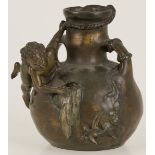 Auguste Moreau (1834-1917), A bronze vase with putto and little bird, France, ca. 1900.