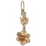 Yellow gold flower-shaped pendant set with diamond - 14 ct.