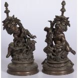 A set of (2) ZAMAC chimney ornaments, France, ca. 1900.