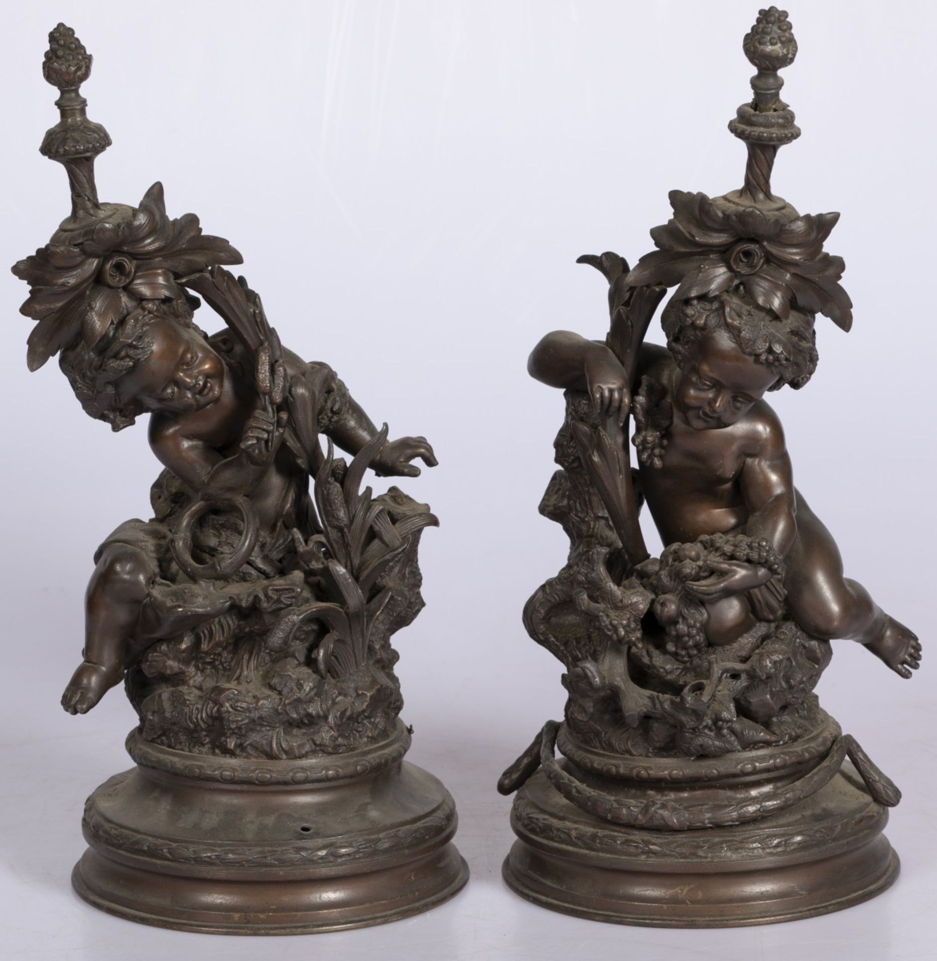 A set of (2) ZAMAC chimney ornaments, France, ca. 1900.