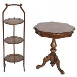 A lot comprised of a table and a cake stand, early 20th century.