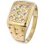 Yellow gold signet ring set with approx. 0.48 ct. diamond - 14 ct.