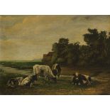 Dutch School, ca. 1900. Cows in a meadow.