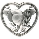 Georg Jensen no.239 silver heart-shaped Art Deco 'Dove' brooch - 925/1000.