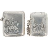 (2) piece lot of Vesta case / Tinder box silver.