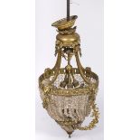A gilt bronze basket chandelier, France, mid. 20th century.