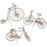 (3) piece lot of miniature bicycles silver.