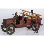 A wooden model fire truck, 20th century (decorative object).