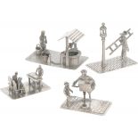 (4) piece lot miniatures silver.