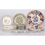 A lot of various earthenware and porcelain plates a.w. with transferware decor, 19th/20th century.