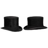 A lot with (2) various top hats, England, 20th century.