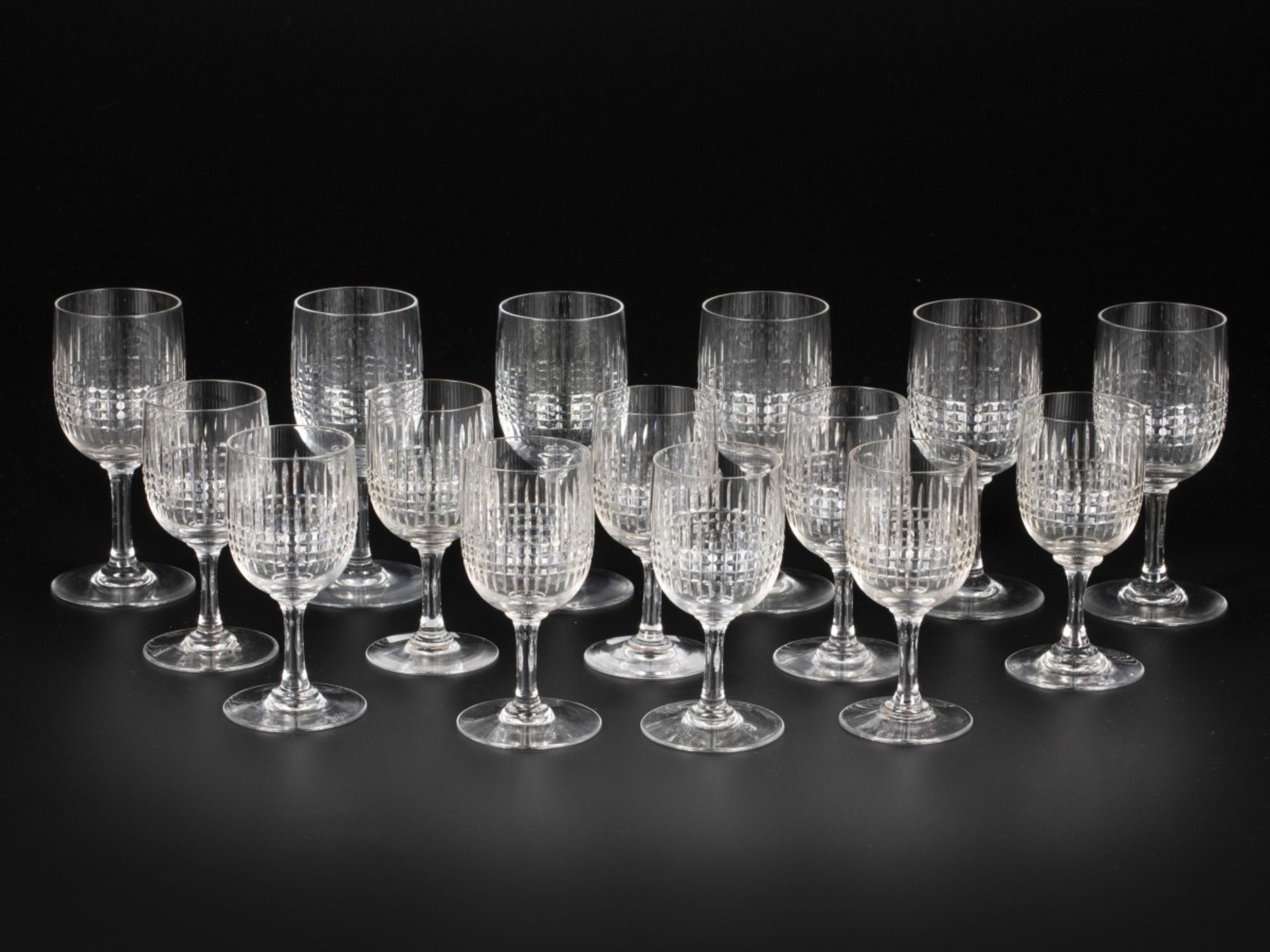 (15) piece set of Baccarat glasses.