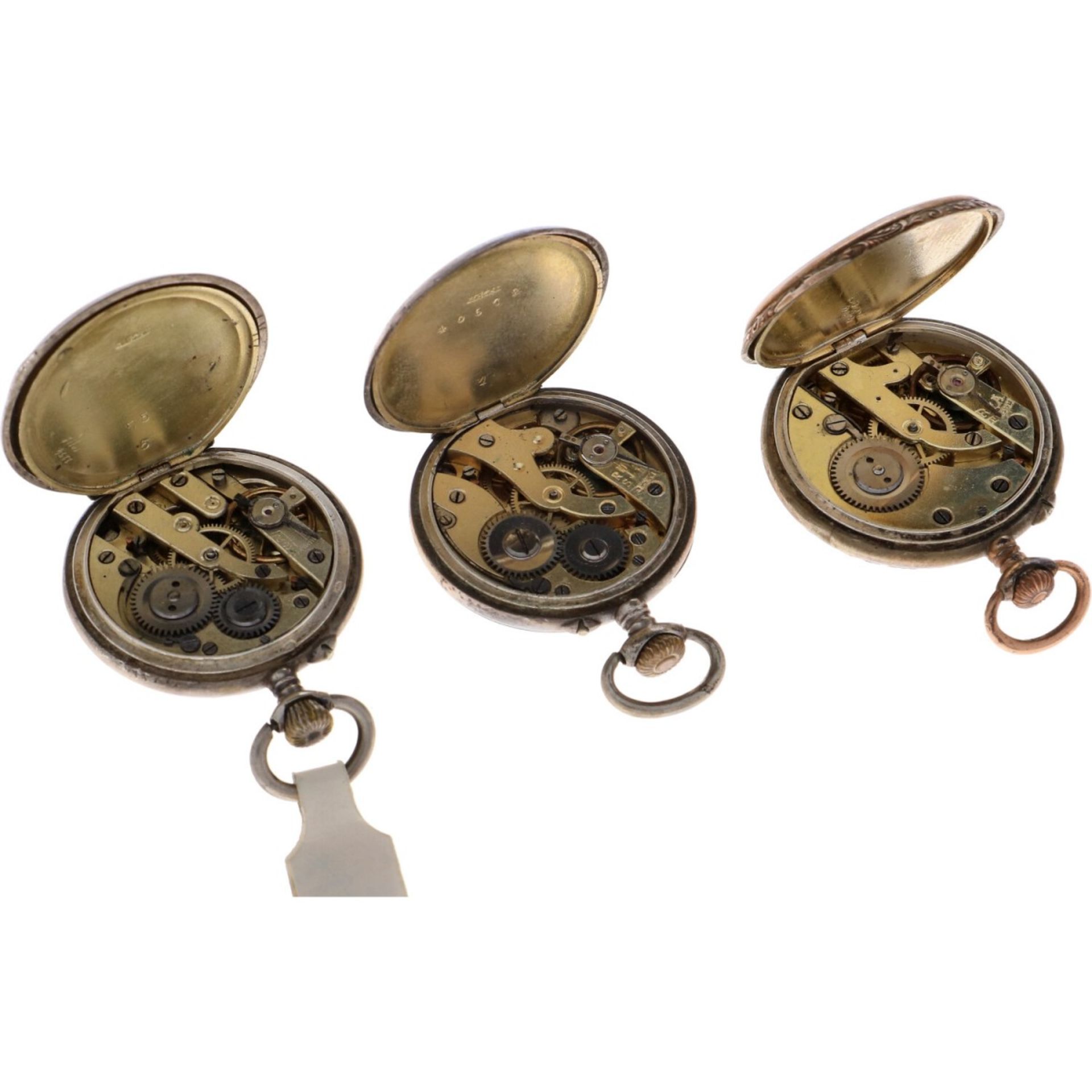 Lot (3) Silver Pocket Watches - Ladies - ca. 1900 - Image 3 of 3