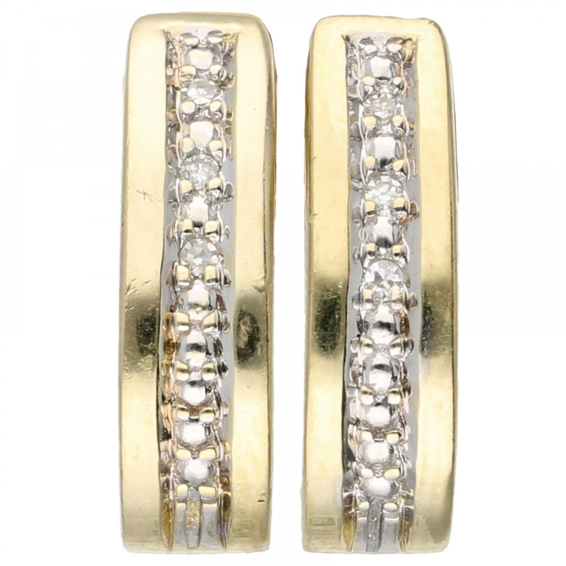 Yellow gold earrings set with approx. 0.03 ct. diamond - 14 ct.