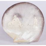 A cameo shell with a fisherman's image, 20th century.