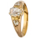 Yellow gold three-stone ring set with rose cut diamonds - 18 ct.