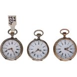 Lot (3) Silver Pocket Watches - Ladies - ca. 1900