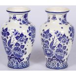 A set of (2) so-called "Delftware" vases. (export), Dutch, 20th century.