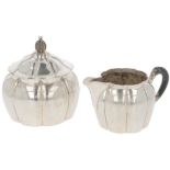 (2) piece silver cream set.