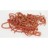 Lot of various red coral beads.