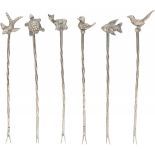 (6) piece set of cocktail sticks, silver.