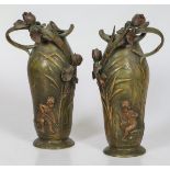 A set of (2) pewter vases in Art Nouveau-style, France, 1st quarter of the 20th century.