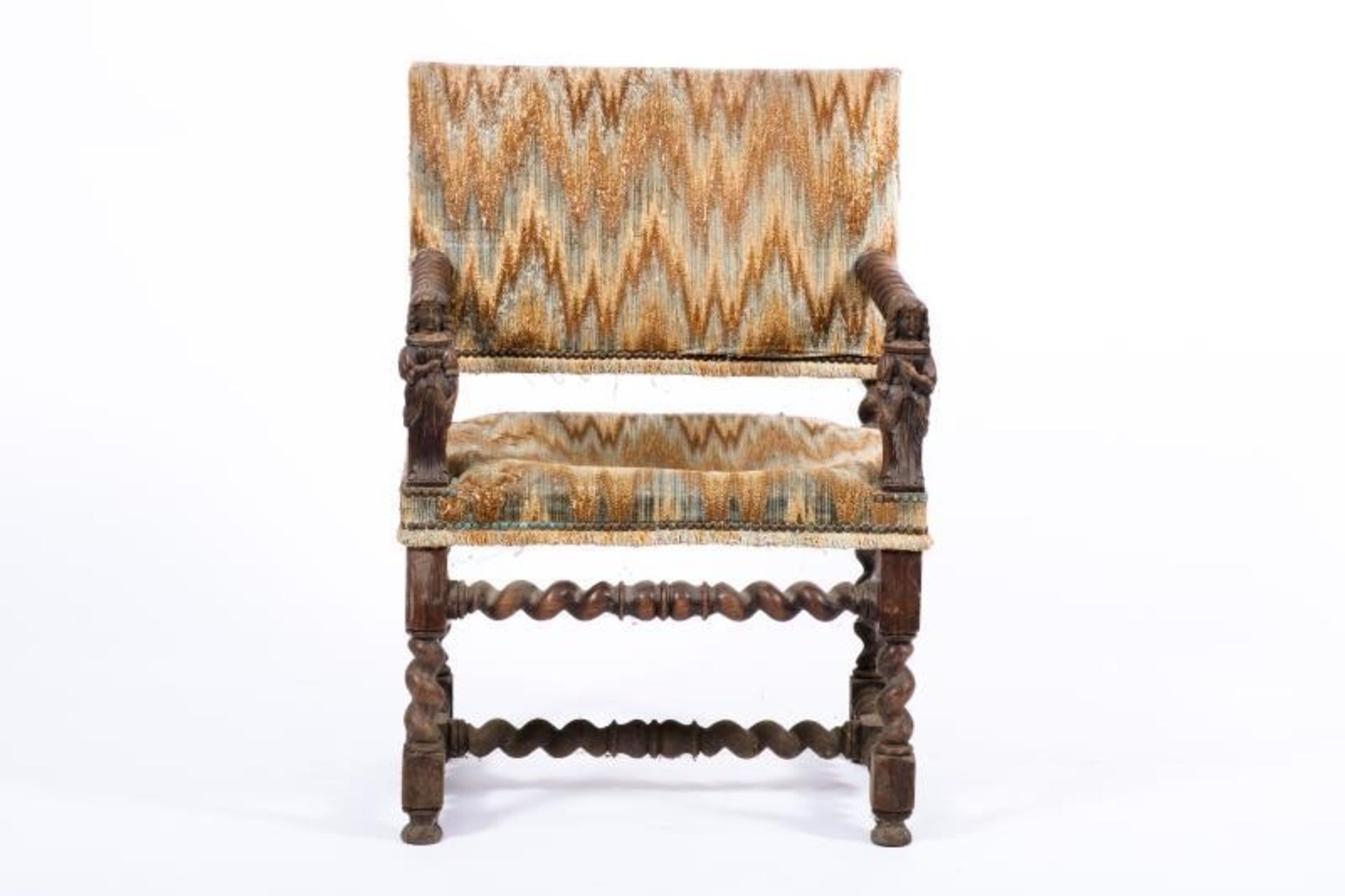 A nutwood armchair in 17th century style, The Netherlands, ca. 1900. - Image 2 of 3